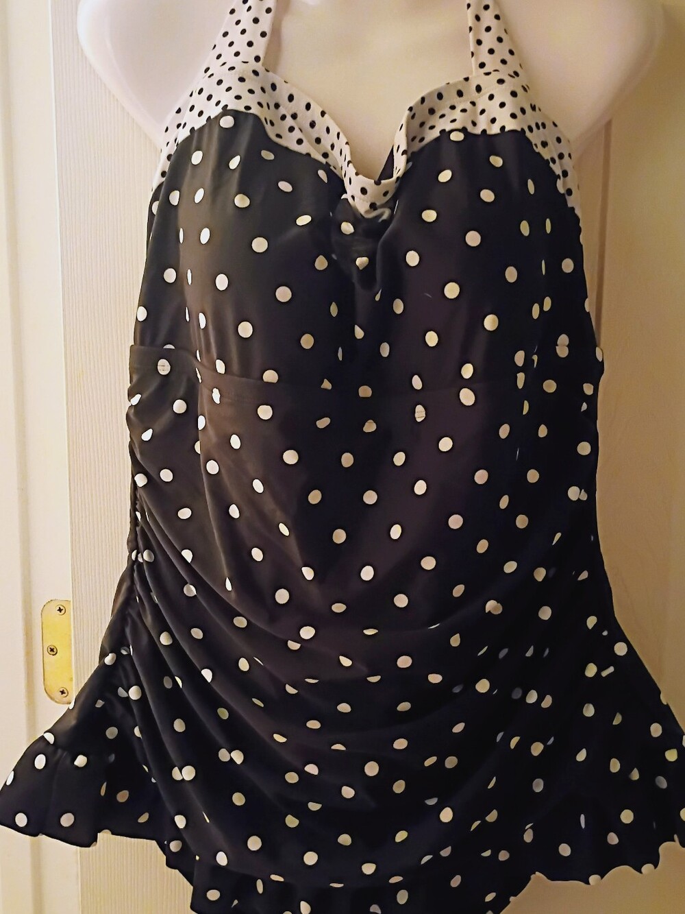 Isaac Mizrahi Black and White Polka Dot Halter Camisole